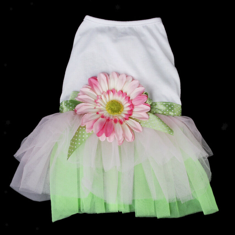Pet Dog Puppy Tutu Dress Sunflower Lace Skirt Princess Clothes Apparel Size S