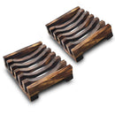 2PCS Wood Soap Tray Holder Dish Box Case Bath Shower Plate Bathroom Accessory