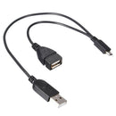 Micro USB Splitter Cable, Micro USB Male to USB-A Male and USB-A Female Adapter