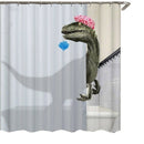 Lovely Bathing Dinosaur Print Shower Curtain Waterproof Bathroom Curtain Sh E6O3