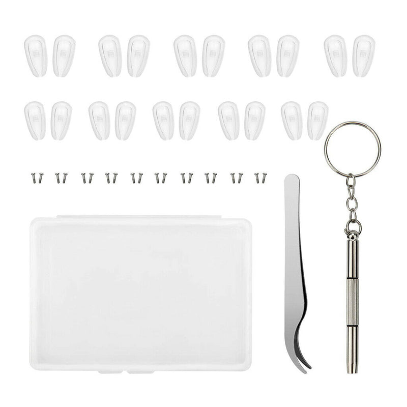 Eyeglass Repair Kit, Screw-in Improved Air Chamber Anti-Slip Silicone Nose Pads