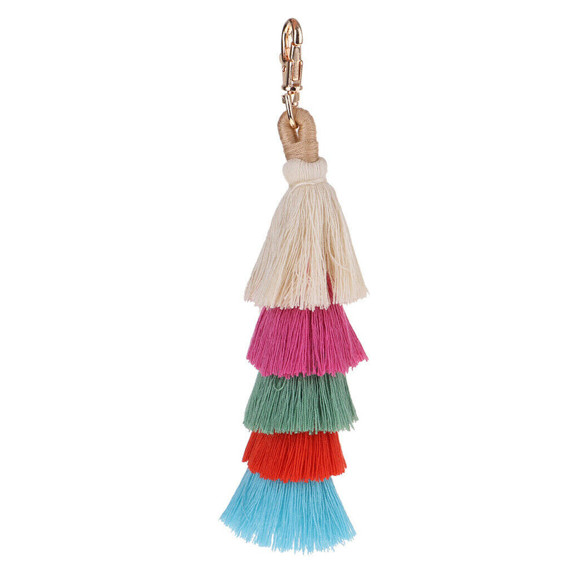 Hand Made Colorful Bohemian Pom Pom Tassel Bag Charm Keychain