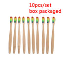 10PCS Delicate Whitening Rainbow Wood Toothbrush Bamboo Fibre Wooden Han MO
