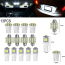13pcs/set Car Interior LED Light Bulb Kit Festoon Dome License Plate Light