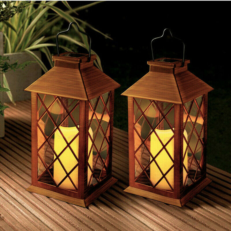Solar Powered Lamp Candle Hanging Table Lantern Outdoor Garden Light Home Decor