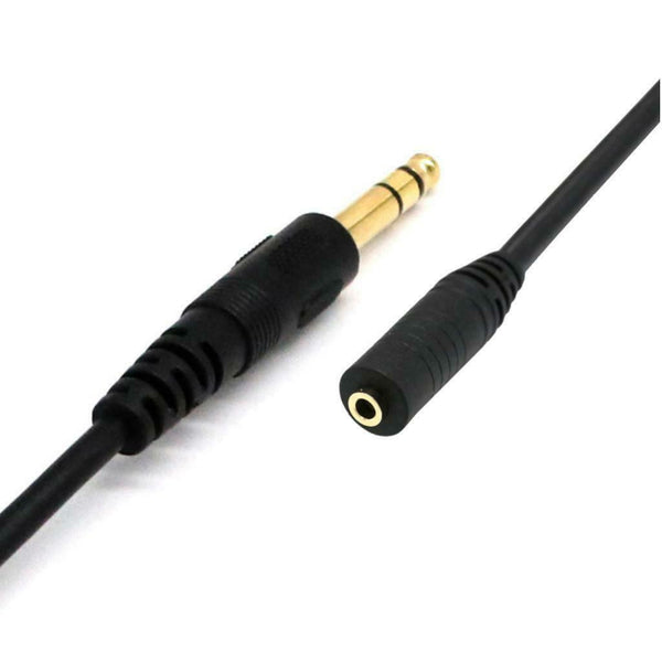 4.9ft Black Durable PVC 6.35mm to 3.5mm Male Female Audio Line Connector