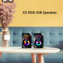 X2 Computer Speakers USB Powered 3Wx2 Subwoofer Bass Speakers+RGB Light For PC