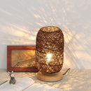 Usb LED Table Lamps Wooden Dimmable Rattan Ball Bulb Home Decor (Brown)