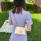 Alligator Leather Chain Shoulder Bag Women Purse Crossbody Pouch (White)
