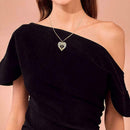 Elegant Heart Shaped Cross Necklace Women Fashion Angel Wings Pendant Jewel J9B8