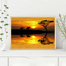 Full Drill Round Diamond Painting Kit DIY Twilight Elephant for Room Decor