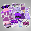 50Pcs Cartoon Purple Stickers DIY Suitcase Laptop Guitar Bicycle Car Decals 3C