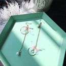 Korean Fairy Yarn Butterfly Long Earrings Asymmetric Butterfly Imitation PeaP3X8