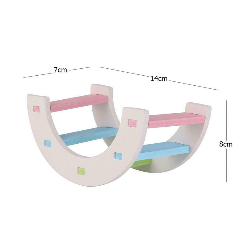 Hamster Colorful Ladder Toys Small Animal Pets Climbing Wood Rainbow Bridge