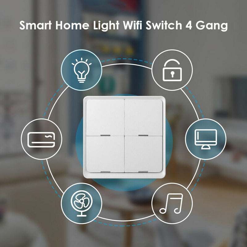 Smart Home Light Wifi Switch 4 Gang Wireless APP Remote Control Touch Panel A
