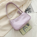 Women Handbags Solid Color PU Leather Female Shoulder Underarm Bag (Purple)