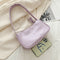 Women Handbags Solid Color PU Leather Female Shoulder Underarm Bag (Purple)