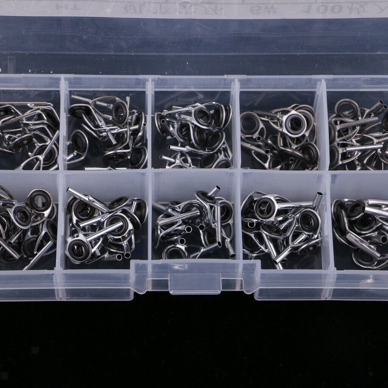 100pcs Fishing Top Rings DIY Pole Repair Kit Line Guides Eyes 0.9mm/ 1.0mm/