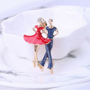 Fashion Enamel Double Dance Couple Brooch Collar Pins Women Corsage Jewelry  OZ