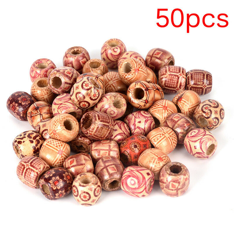 50PCS Dreadlock Hair Beads Dread Beads Hair Braid Pins Rings DIY Cuff Jewelry -Q