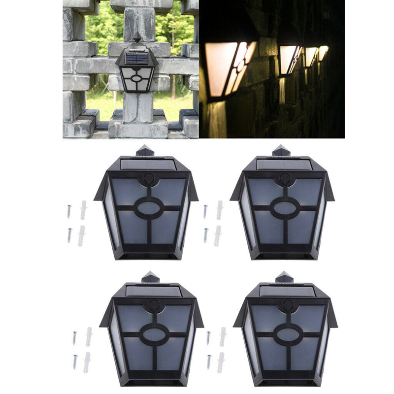 4 Pcs Solar Powered Outdoor Garden Fence Wall Light LED Outdoor Garden Lamp
