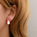 Christmas Earrings Santa Claus Snowman Bells Women Ear Studs Jewelry (02) A
