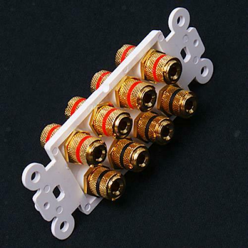 Speaker Cable Wall Plate for 4 Speakers 8 Bna Plugs