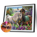 5D DIY Diamond Painting Garden Horses Cross Stitch Mosaic Kit Home Decor