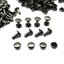 100 Sets Double Caps Studs Dome Rivets Leathercraft DIY Crafts 6x10mm Black
