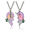 Fashion Best Buds Print Lighter Partly Heart Shaped-Necklace Pendant Gifts Hot