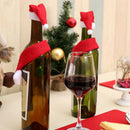 2Pcs/Set Christmas Wine Bottle Cover Hat Xmas Decor Bottle Wrap Scarf Party Gift