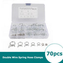 70pcs Assorted Double Wire Spring Hose Clamps for Fuel Line Tube 6-18mm 7 Sizes