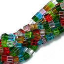 8mm Crystal Square Cube Glass Loose Spacer Bead Colorful 15" Strand DIY Jewelry