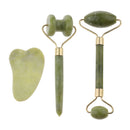 Set of 3x Natural Jade Facial Beauty Massage Roller Masasge Scraping Board