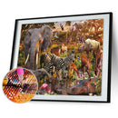 DIY Full Round Drill Rhinestone Picture African Color Animal Painting Kit
