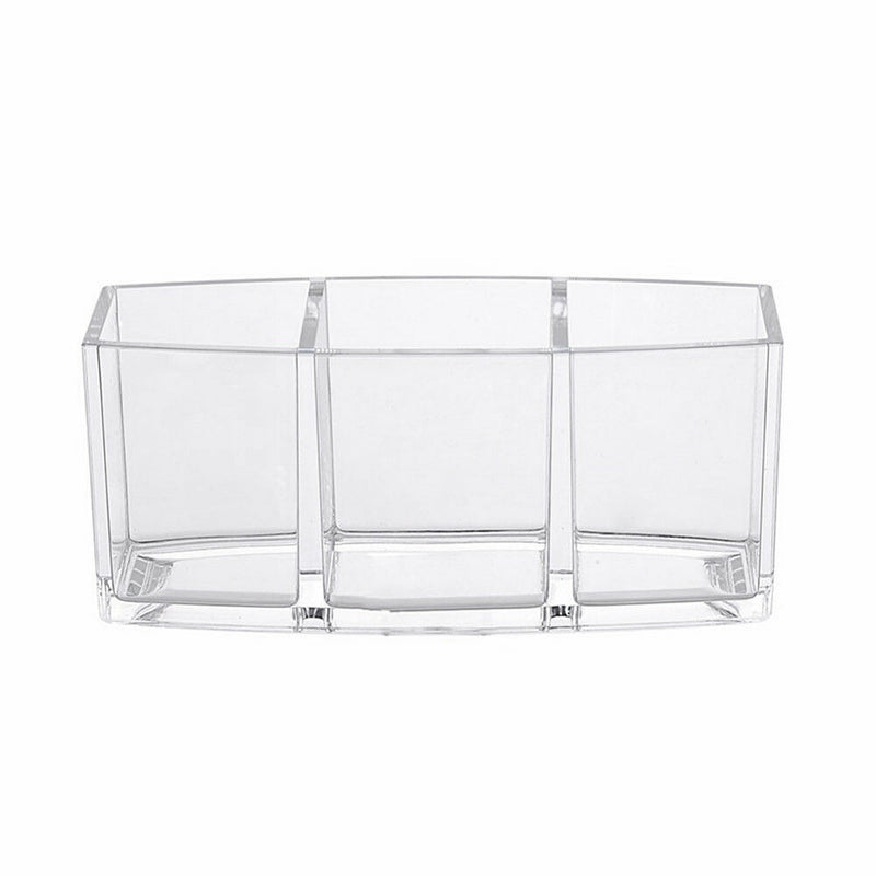 1pc 3 Lattices Acrylic Clear Cosmetic Organizer Makeup Brushes Pen Storage Box