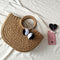 Summer Handmade Bags Women Pompon Beach Weaving Ladies Straw Bag Wrapped Be L8Y2