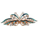 Ladies Bow Glittering Crystal Stone Decor French Hair Clip Clip Brace Blue