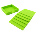 Drinks Coasters Set of 6 Cup Pad Mat Green Silicone Mug Coaster with Holder
