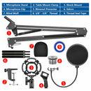 Desktop Microphone Scissor Stand Wind Muff 3/8" to 5/8" Adapter Singing