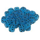 Blue Acrylic D6 Noctilucence Dices 6-Sided Point Spot Game Dice 25pcs/Pack Glow