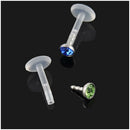 10x White 16G Stainless steel Crystal Labret Stud Monroe Bar Lip Ring Pierc G9A5