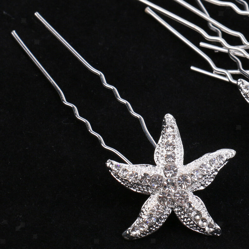 10 Pieces Sea Star Crystal Headpiece Fancy Hair Party Wedding Bride Jewelry
