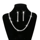 Crystal Rhinestone Necklace Drop Earrings Jewelry Set Wedding Bridal Party