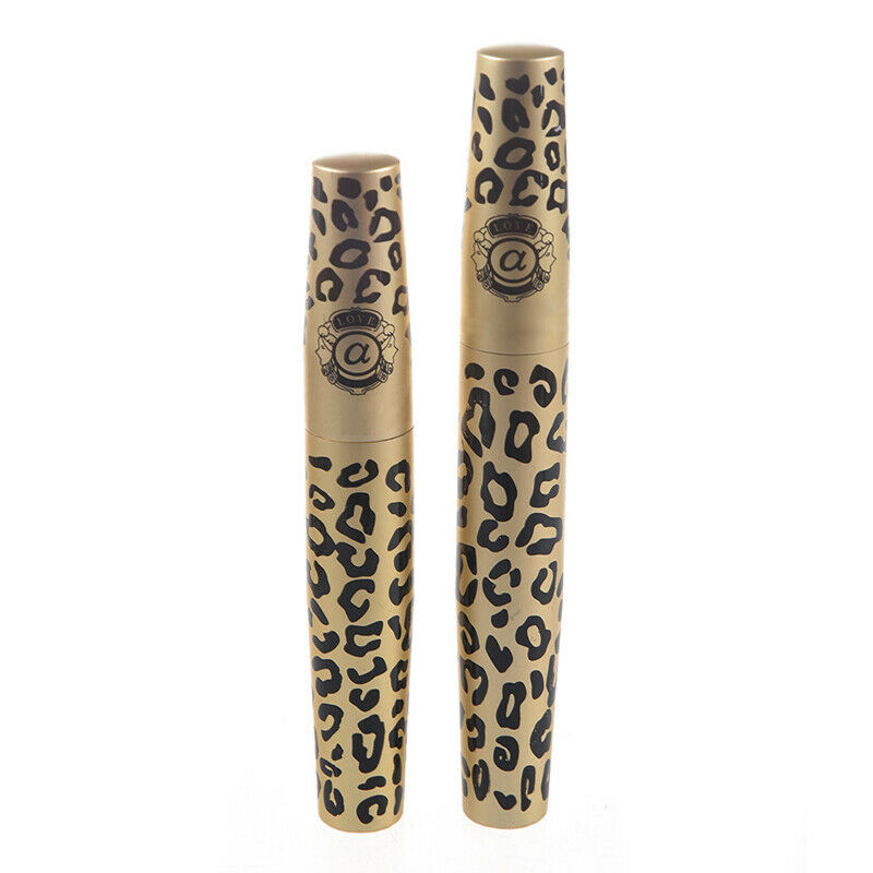 2 x Mascara Eyelash Extension Makeup Brush + Black Leopard Case Q1V2