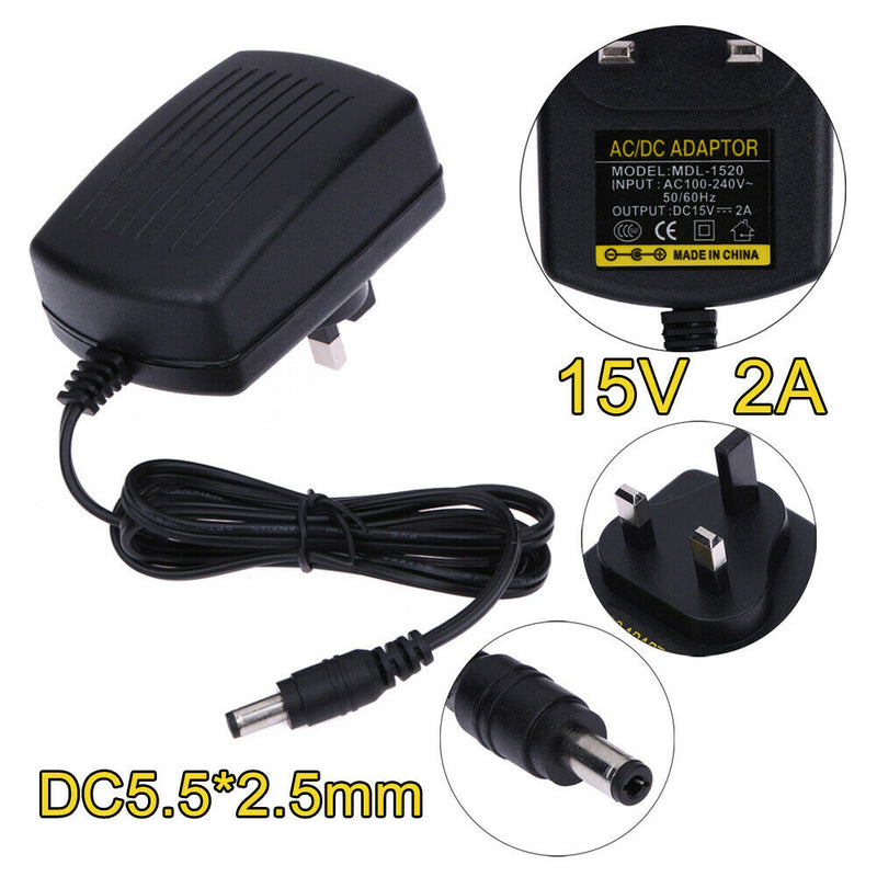 DC15V 2A Adapter AC 100V-240V to DC 15V Converter Power Supply Adapter