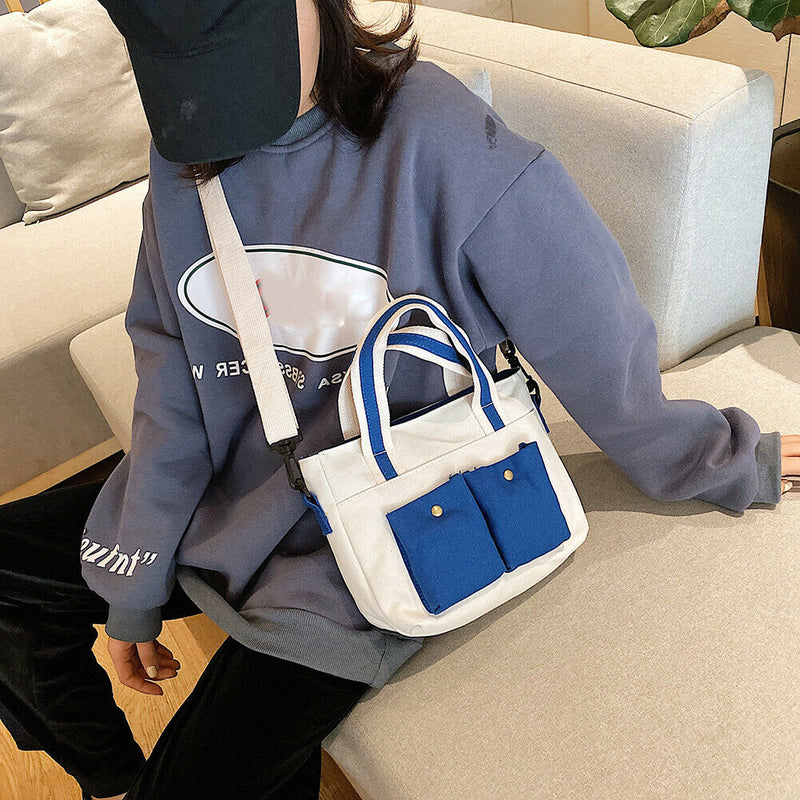 Women Handbags Canvas Shoulder Messenger Crossbody Bag Casual Tote (Blue)