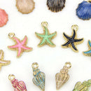 15PCS Enamel Starfish Shell Conch Pendants Charms Craft DIY Jewelry Findings_3C