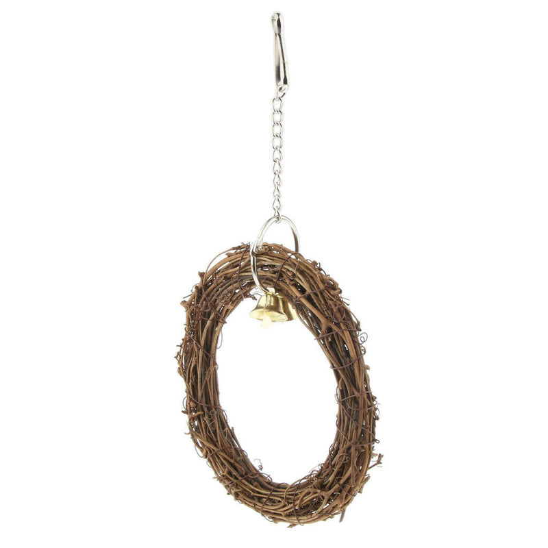 Bird Parrot Natural Rattan Swing Ring Hanging Pet Parakeet Budgie Cockatiel Cage