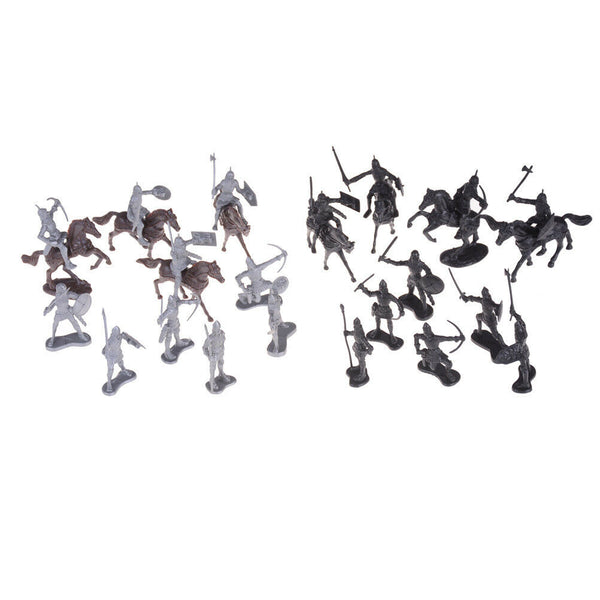 28pcs/set Knights Warrior Horses Medieval Soldiers Figures MiniModel ToyGift FT